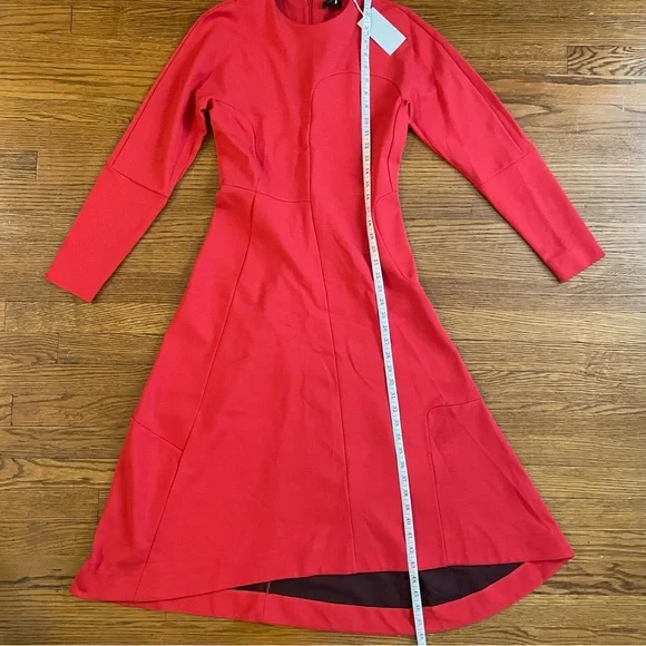 NWT COS Long Sleeve Vibrant Red Midi Dress - Picture 2 of 7